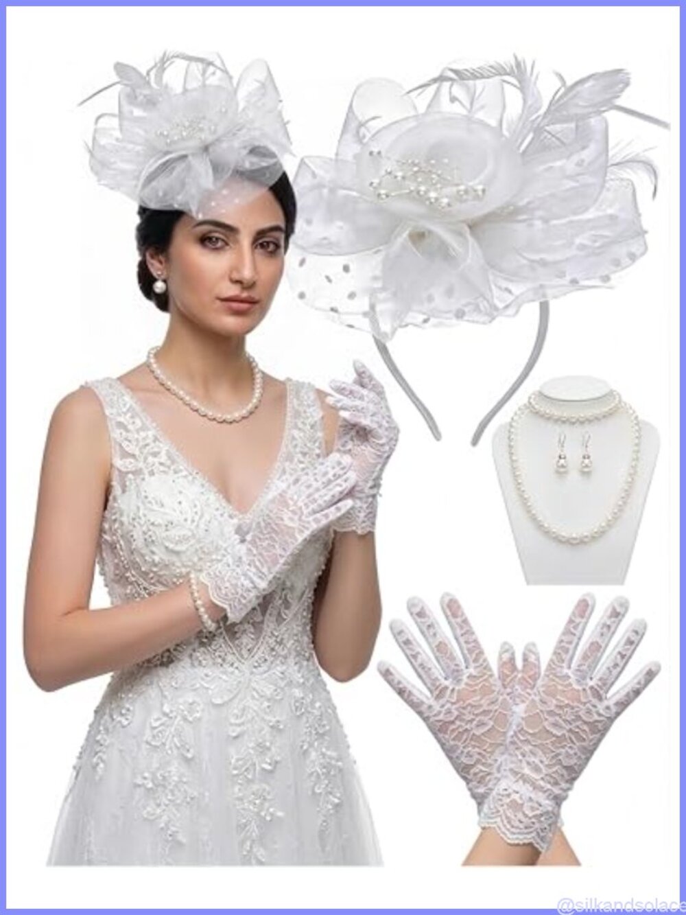 Fascinators Hat for Women Tea Party Headband with Gloves Lace